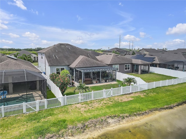 11684 Brighton Knoll Loop, Riverview, FL 33579 - rear view of property featuring a residential view, a patio area, a lanai, and a pergola