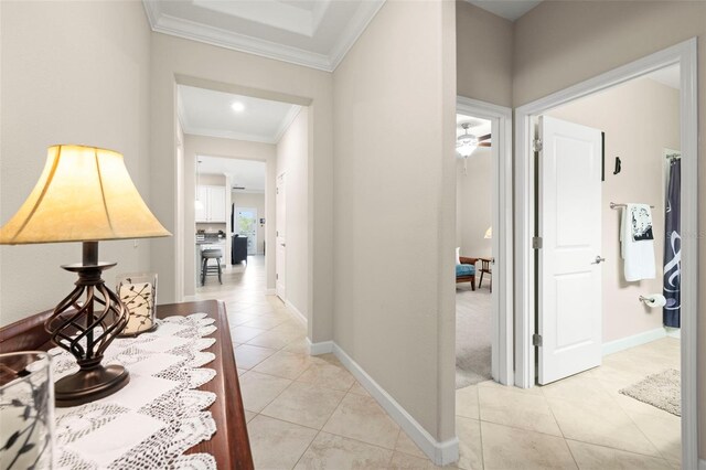 3972 Wisdom Trl, Land O Lakes, FL 34638 - hall with ornamental molding, light tile patterned floors, and baseboards