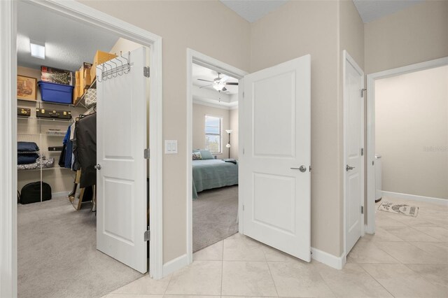 3972 Wisdom Trl, Land O Lakes, FL 34638 - hall featuring baseboards, light colored carpet, and light tile patterned floors