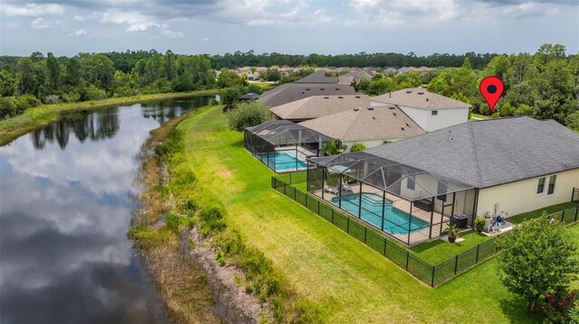 3972 Wisdom Trl, Land O Lakes, FL 34638 - drone / aerial view of a pool area and a nearby body of water