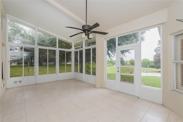 11741 Teapot Ct, Spring Hill, FL 34609 - unfurnished sunroom with a ceiling fan and french doors