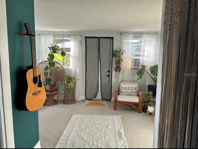 6741 4th Ave N, Saint Petersburg, FL 33710 - carpeted foyer with a textured ceiling and cooling unit