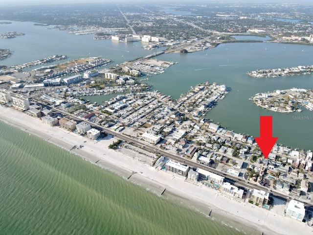 14147 Palm St, Madeira Beach, FL 33708 - aerial view of property's location featuring a large body of water