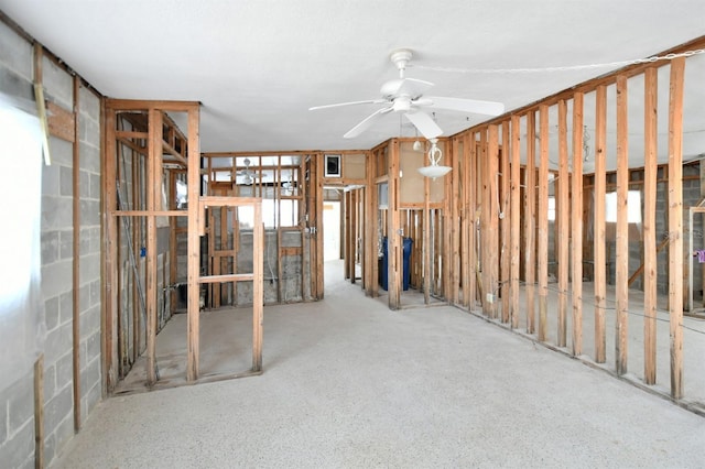 14147 Palm St, Madeira Beach, FL 33708 - below grade area featuring a ceiling fan