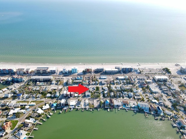 14147 Palm St, Madeira Beach, FL 33708 - aerial view of property's location featuring a large body of water and nearby suburban area