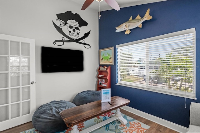 1210 Bay Pine Blvd, Indian Rocks Beach, FL 33785 - office space featuring ceiling fan, wood finished floors, and baseboards