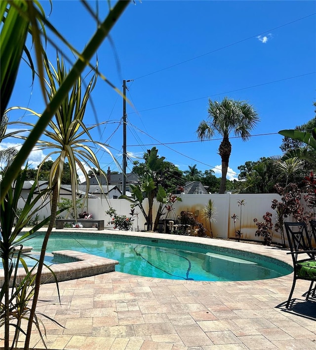 1020 38th Ave N, Saint Petersburg, FL 33704 - view of swimming pool with a fenced backyard, a patio area, and a hot tub