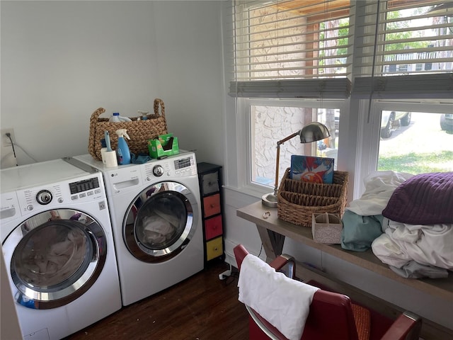1020 38th Ave N, Saint Petersburg, FL 33704 - washroom featuring washer and dryer, dark wood-style flooring, and plenty of natural light