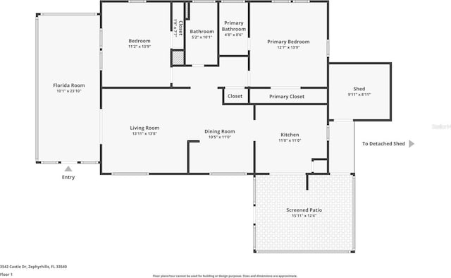 3542 Castle Dr, Zephyrhills, FL 33540 - property floor plan