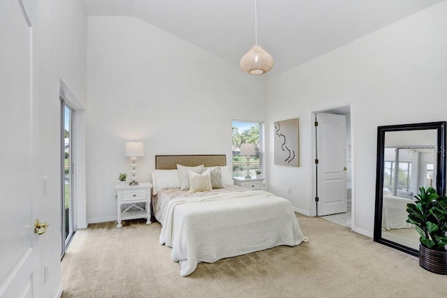 4921 Wessex Way, Land O Lakes, FL 34638 - bedroom featuring high vaulted ceiling, carpet, and baseboards