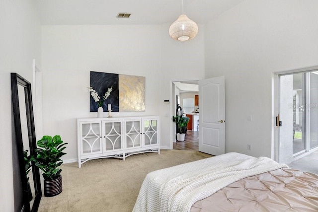 4921 Wessex Way, Land O Lakes, FL 34638 - bedroom with carpet floors, a towering ceiling, and baseboards