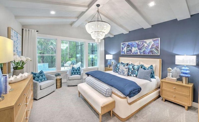 256 Stirling Bridge Dr, Ormond Beach, FL 32174 - bedroom with carpet flooring and a chandelier