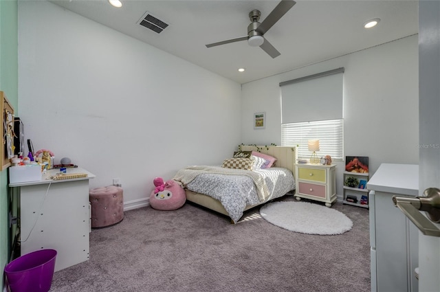 3952 Aldea Way, Wesley Chapel, FL 33543 - bedroom with carpet flooring, recessed lighting, and a ceiling fan