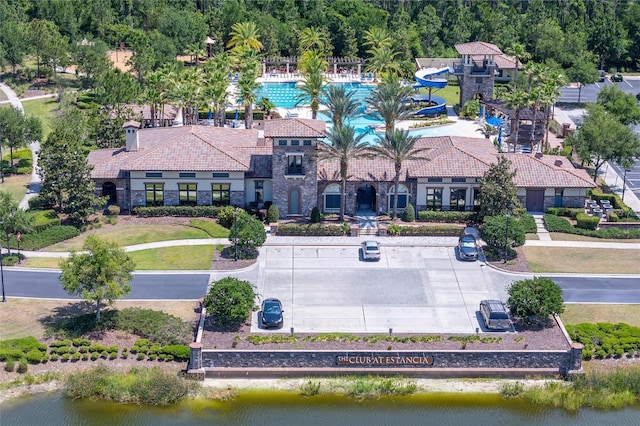 3952 Aldea Way, Wesley Chapel, FL 33543 - drone / aerial view of a large body of water and a pool