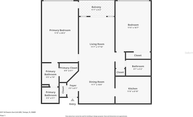 3211 W Swann Ave Unit 605, Tampa, FL 33609 - floor plan / room layout