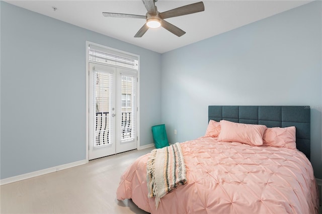 501 Knights Run Ave Unit 5103, Tampa, FL 33602 - bedroom with access to exterior, baseboards, and a ceiling fan