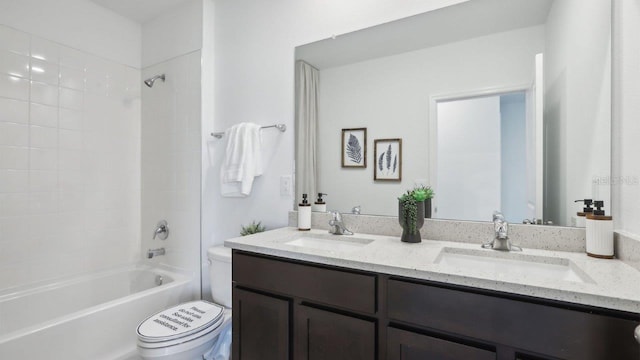 4401 Sand Dollar Way, Zephyrhills, FL 33541 - bathroom with toilet, bathing tub / shower combination, and double vanity