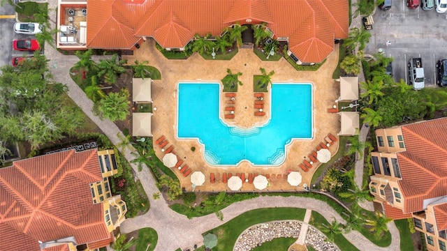 2705 Via Murano Unit 127, Clearwater, FL 33764 - drone / aerial view of a pool area