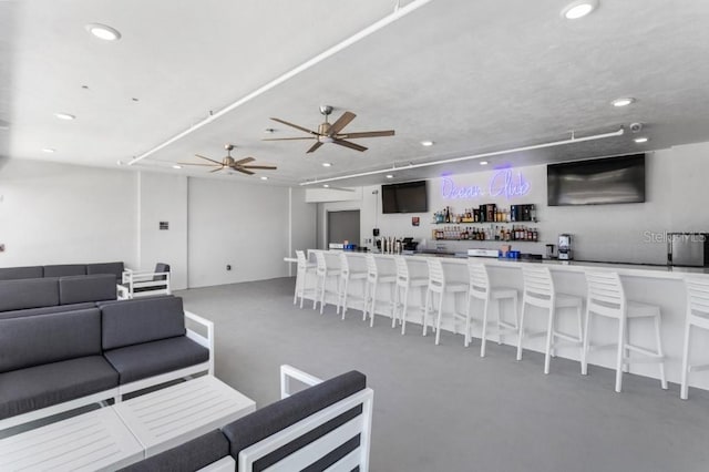 11500 Gulf Blvd Unit 513, Treasure Island, FL 33706 - living area featuring recessed lighting and a ceiling fan