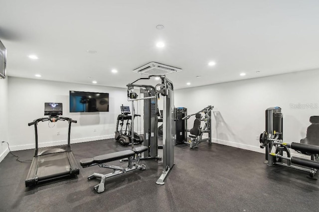 11500 Gulf Blvd Unit 513, Treasure Island, FL 33706 - gym with recessed lighting and baseboards