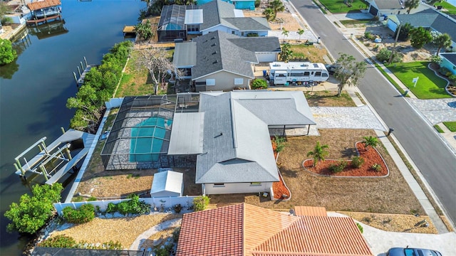 6508 Senegal Palm Way, Apollo Beach, FL 33572 - aerial perspective of suburban area featuring a large body of water and a pool