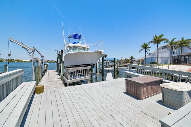 6322 Cocoa Ln, Apollo Beach, FL 33572 - dock area with boat lift and a water view
