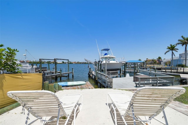 6322 Cocoa Ln, Apollo Beach, FL 33572 - dock area featuring boat lift and a water view