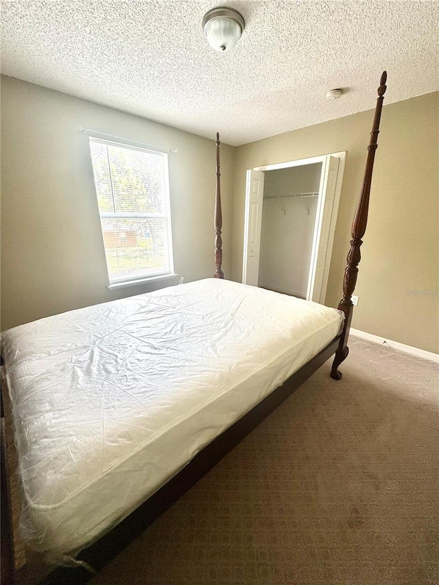 3181 Deltona Blvd, Spring Hill, FL 34606 - bedroom with carpet flooring, a closet, a textured ceiling, and baseboards