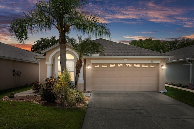 6303 Gentle Ben Cir, Wesley Chapel, FL 33544 - ranch-style house featuring stucco siding, a garage, and driveway