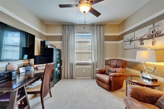 5646 Sunset Falls Dr, Apollo Beach, FL 33572 - carpeted office space featuring ceiling fan and baseboards