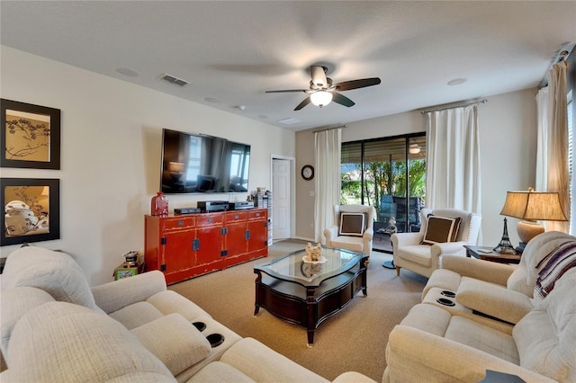 5646 Sunset Falls Dr, Apollo Beach, FL 33572 - carpeted living area featuring a ceiling fan