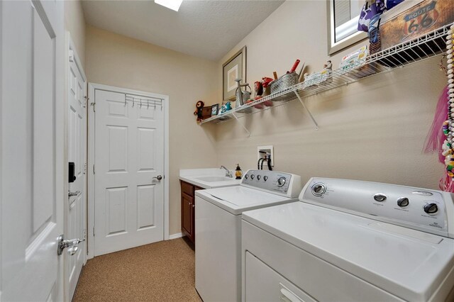 5646 Sunset Falls Dr, Apollo Beach, FL 33572 - laundry area featuring cabinet space, washer and clothes dryer, and light colored carpet