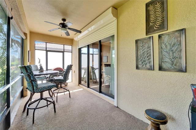 5646 Sunset Falls Dr, Apollo Beach, FL 33572 - sunroom / solarium featuring a textured wall, carpet floors, and a textured ceiling