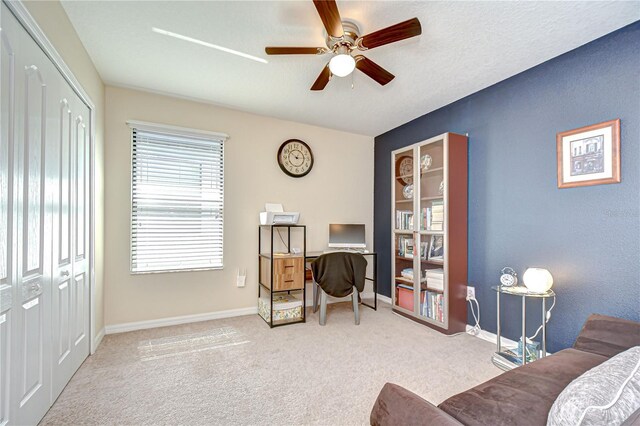 2723 Garden Falls Dr, Brandon, FL 33511 - carpeted office space featuring a ceiling fan and baseboards