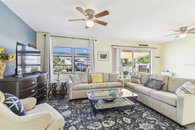13920 Berkowitz Ave, Hudson, FL 34667 - living room with ceiling fan