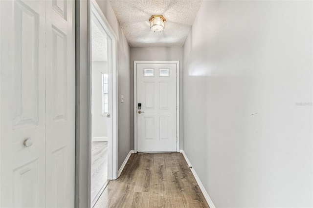 39650 US Highway 19 N Unit 143, Tarpon Springs, FL 34689 - doorway with light wood-style flooring, baseboards, and a textured ceiling