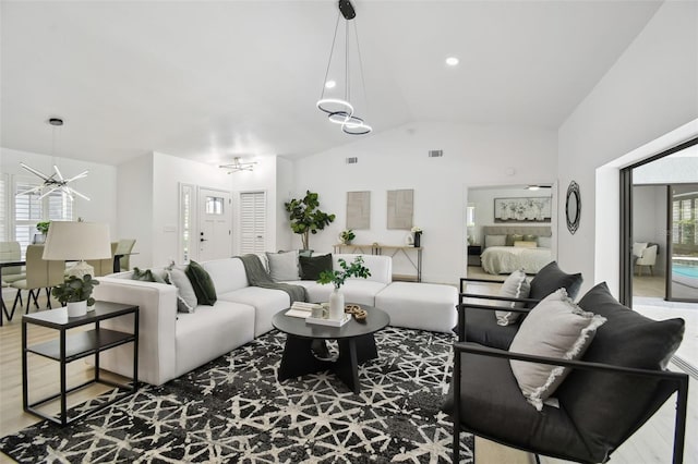 14170 Fennsbury Dr, Tampa, FL 33624 - living room featuring lofted ceiling