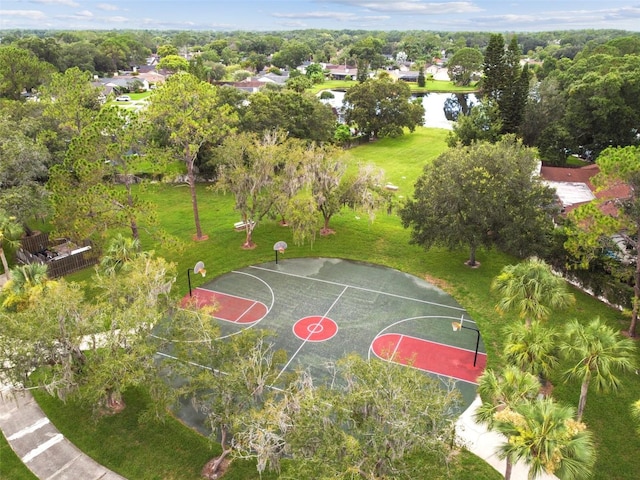 14170 Fennsbury Dr, Tampa, FL 33624 - view of basketball court featuring community basketball court, a lawn, and a water view