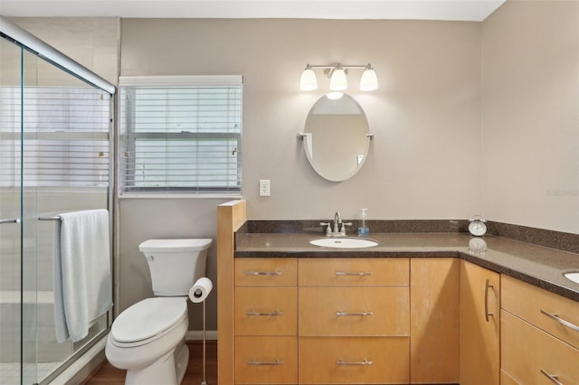 71 Flamingo Cir, Safety Harbor, FL 34695 - bathroom featuring vanity, toilet, and a shower stall