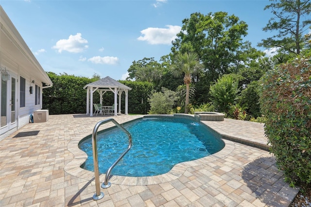 71 Flamingo Cir, Safety Harbor, FL 34695 - swimming pool featuring a gazebo, a patio area, and an in-ground hot tub
