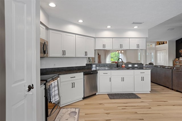 1854 S Overview Dr, Lecanto, FL 34461 - kitchen featuring stainless steel appliances, open floor plan, light wood-style floors, a sink, and recessed lighting