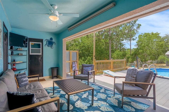 1854 S Overview Dr, Lecanto, FL 34461 - living room with ceiling fan