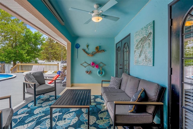 1854 S Overview Dr, Lecanto, FL 34461 - view of patio featuring outdoor lounge area and a ceiling fan