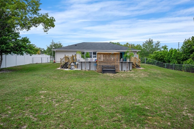 1854 S Overview Dr, Lecanto, FL 34461 - rear view of property featuring stairs and a wooden deck