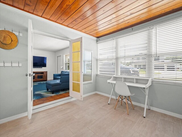4005 W Coachman Ave, Tampa, FL 33611 - office area with baseboards and wood ceiling