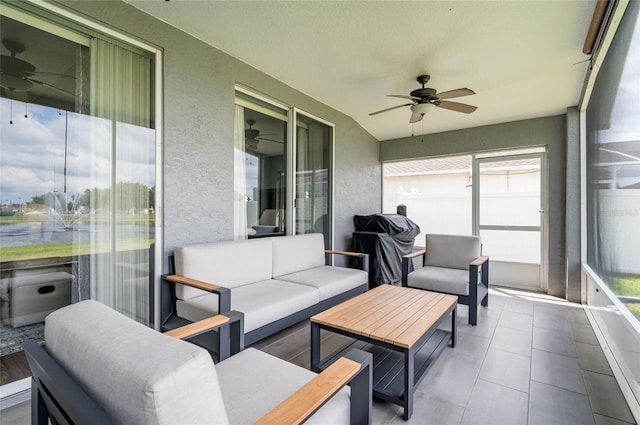 10811 Lakeside Vista Dr, Riverview, FL 33569 - sunroom featuring a ceiling fan and healthy amount of natural light