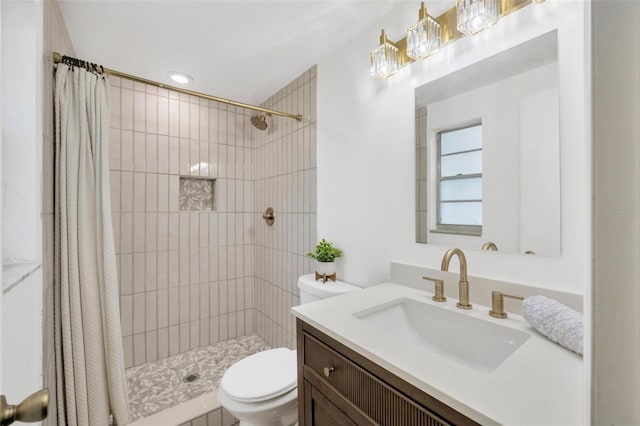 525 Gornto Lake Rd, Brandon, FL 33510 - bathroom with toilet, vanity, and tiled shower