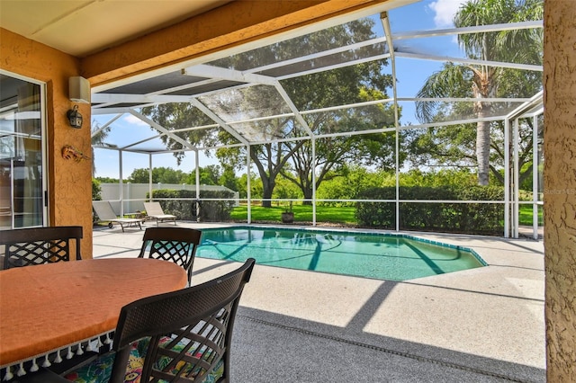 13028 Prestwick Dr, Riverview, FL 33579 - view of swimming pool with a patio, a lanai, and outdoor dining area