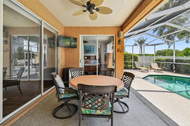 13028 Prestwick Dr, Riverview, FL 33579 - sunroom / solarium featuring a ceiling fan