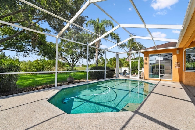 13028 Prestwick Dr, Riverview, FL 33579 - swimming pool featuring a patio, a lanai, and a lawn